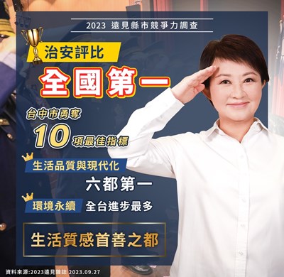 臺中治安評比全國第一